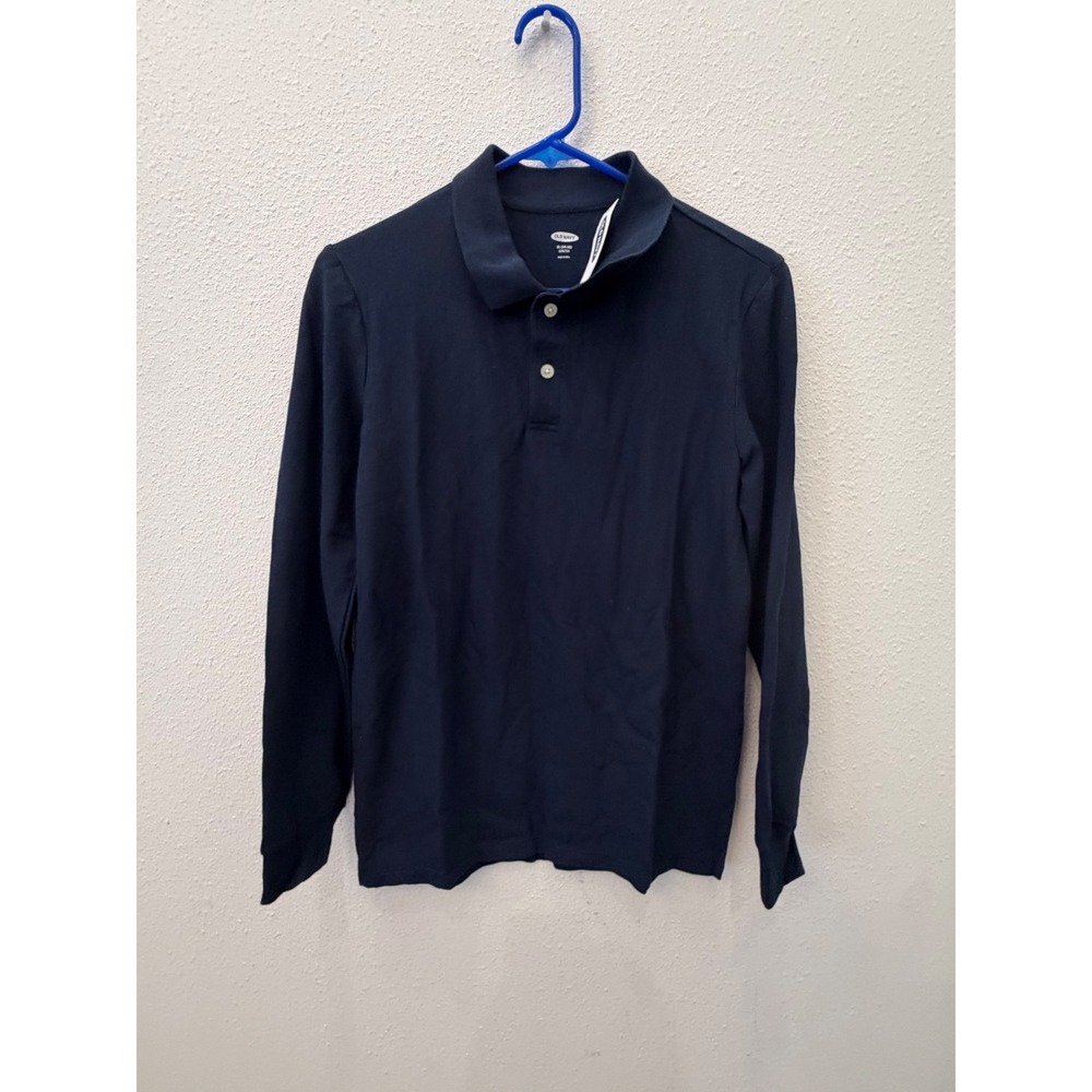 Old Navy Unisex Navy Blue Long Sleeve Pique Polo Shirt XL 14-16 NWT